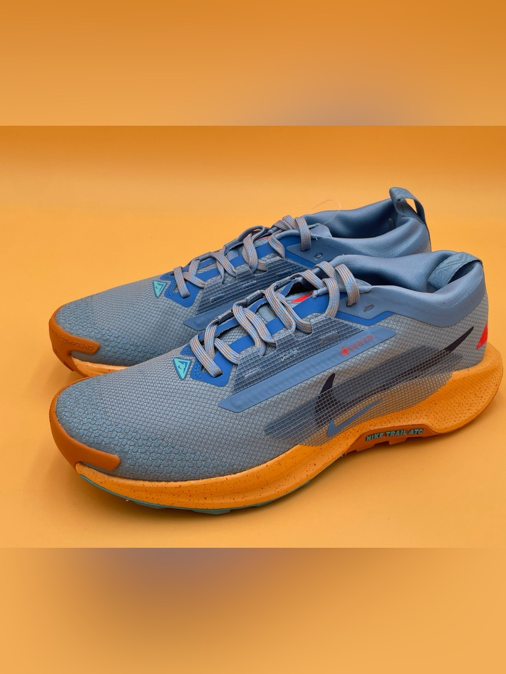 Size 8.5 Nike Men Pegasus Trail 5 Gore- Tex Running Shoes Blue Beyond